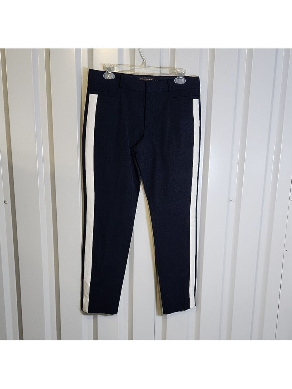 Banana Republic Womens Sloan Blue Ankle Pants with White Stripes Size 8
